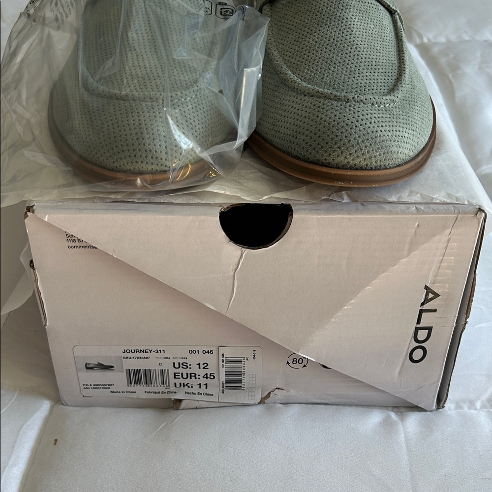 Aldo Perforated Green Loafers